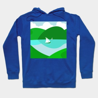 Hills Lake Sailing Boats Summer Day Landscape Hoodie